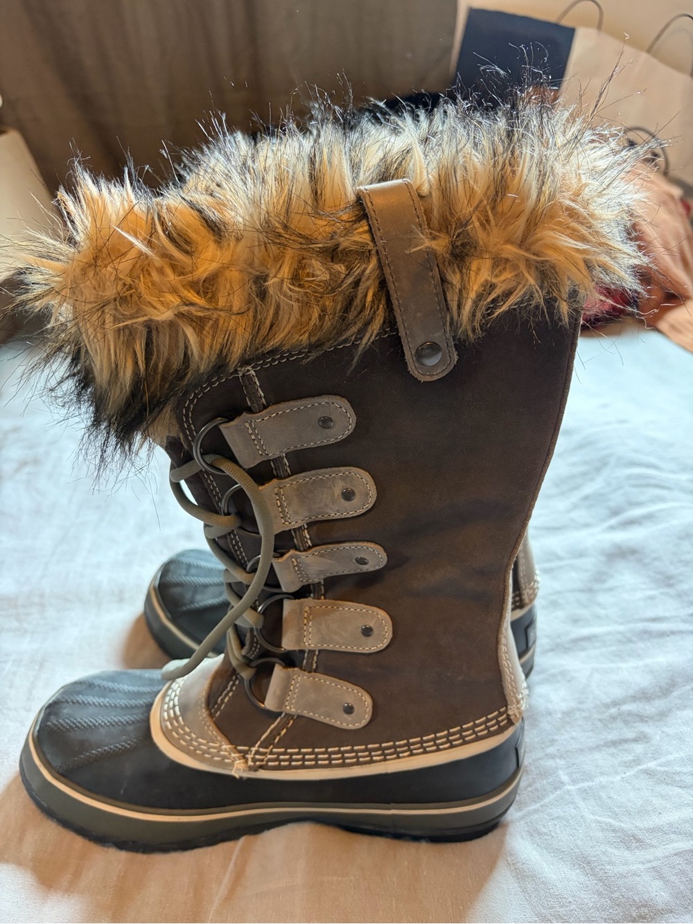 Sorel women’s Brown Faux-Fur Winter Boots